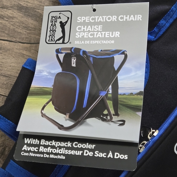 PGA Tour Spectator Black/Blue Folding Chairs With Backpack Cooler,new With Tags - Picture 4 of 15